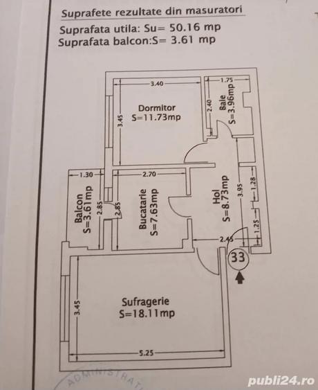 Apartament cu 2 camere decomandat în Dacia