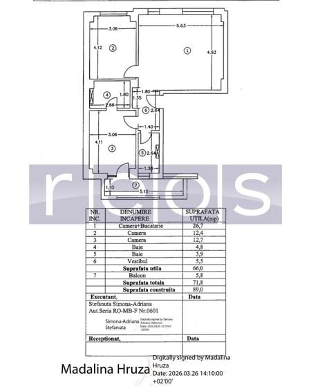Apartament cu 3 camere în Străulești