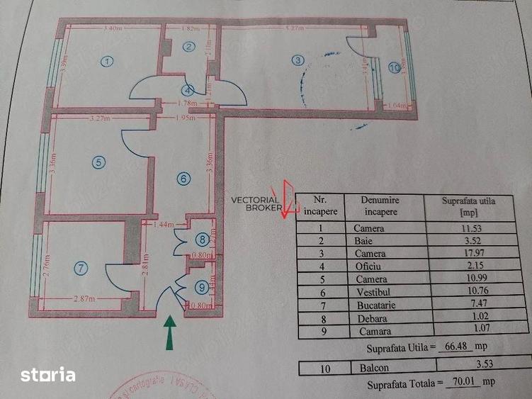 Apartament cu 3 camere decomandat în Colentina