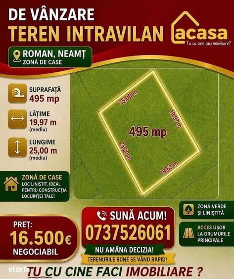 De vanzare teren intravilan cu suprafata de 495 mp,in Nicolae Balcescu - 1