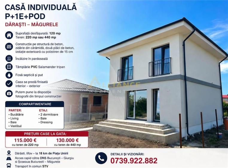Casă individuală cu 3 camere cu Teren 440 Mp în Dărăști-Ilfov