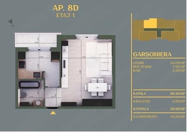Apartament cu 2 camere decomandat în Vidra