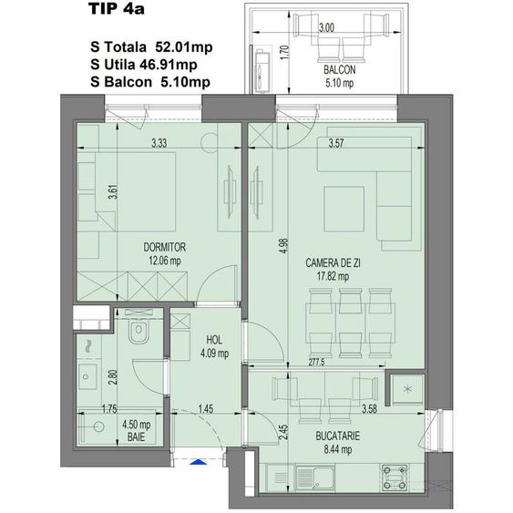 Apartament cu 2 camere în Aviației