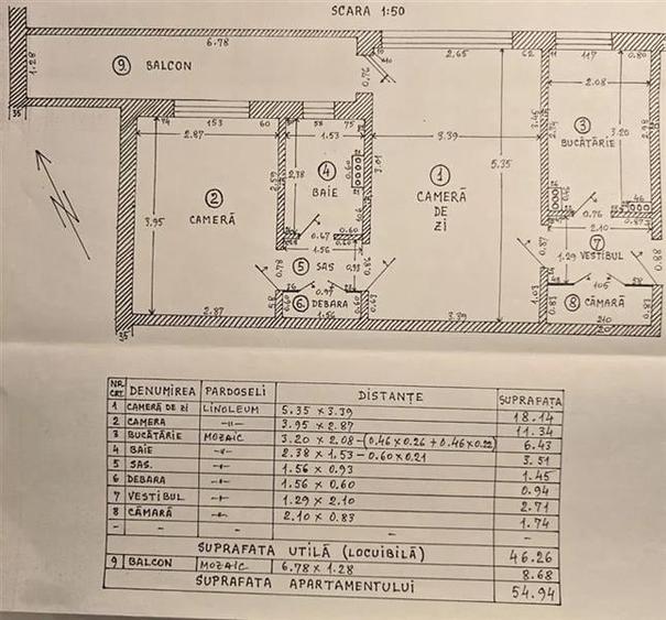 Apartament cu 2 camere semidecomandat în Tineretului