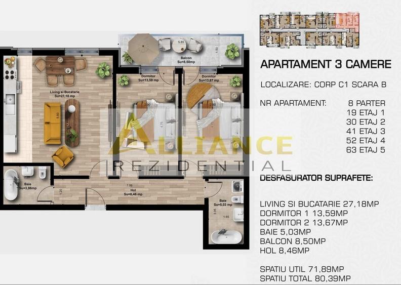 Apartament cu 2 camere decomandat în Central