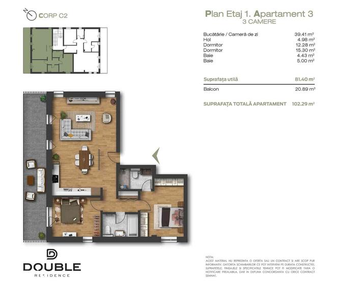Apartament cu 3 camere în Remetea