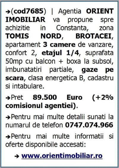 Tomis Nord, de vanzare 3 camere, etaj 1, Constanta - 9