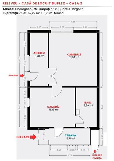 Duplex cu 4 camere cu Canalizare în Central