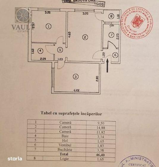Apartament cu 3 camere semidecomandat în Giurgiului