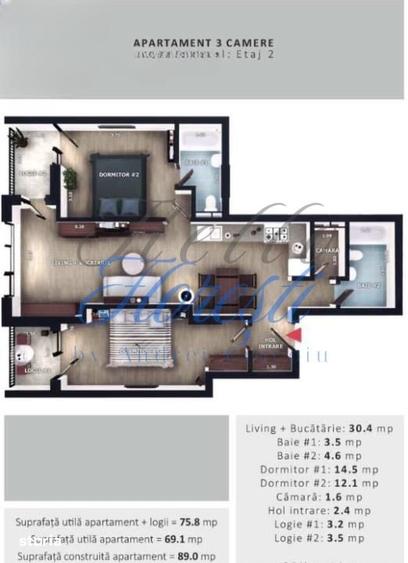 Apartament cu 3 camere semidecomandat în Florești — fotografia 1