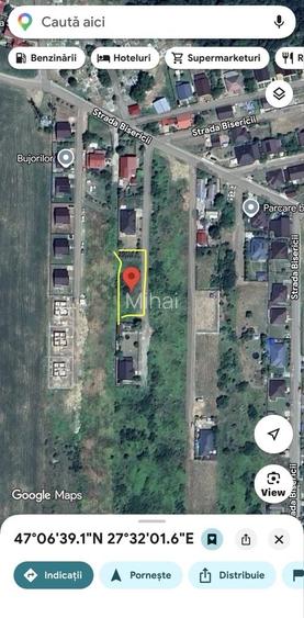 Teren Horpaz comuna Miroslava, 813mp plus cota indiviza 187mp, front stradal 45 mp