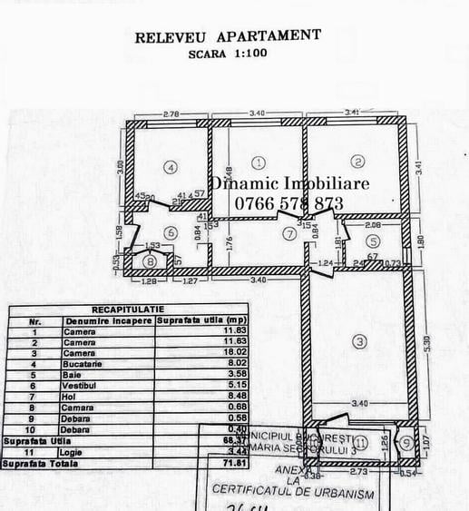 Apartament cu 3 camere decomandat în Dristor