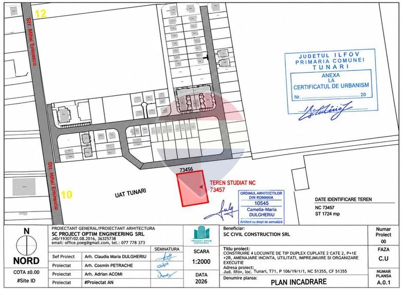 Teren Construcții intravilan de 1724 mp, în Tunari