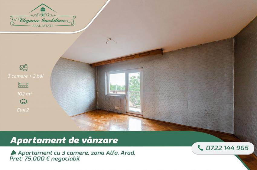 Apartament cu 3 camere, zona Alfa, Arad - 1