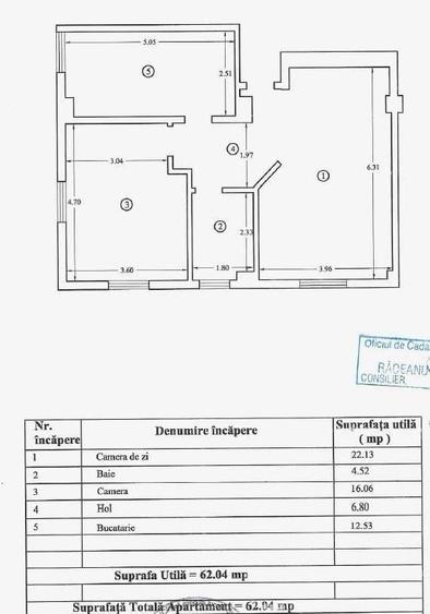 Mutare Imediata! Apartament intabulat2 camere, 62 mp, CUG Pepinierei, Comision 0 - 1