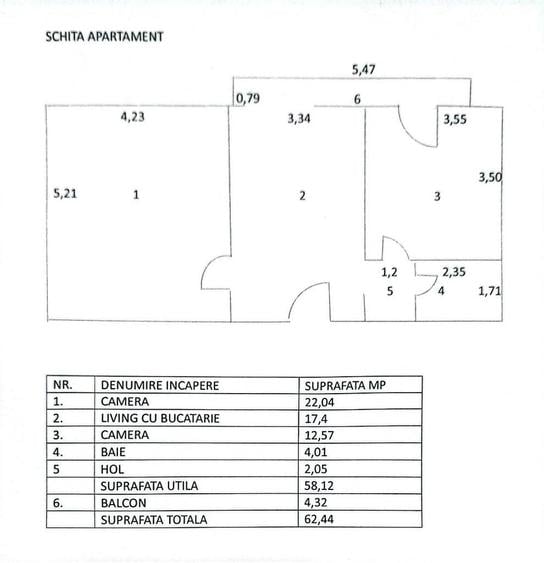 Apartament cu 2 camere în Nerva Traian