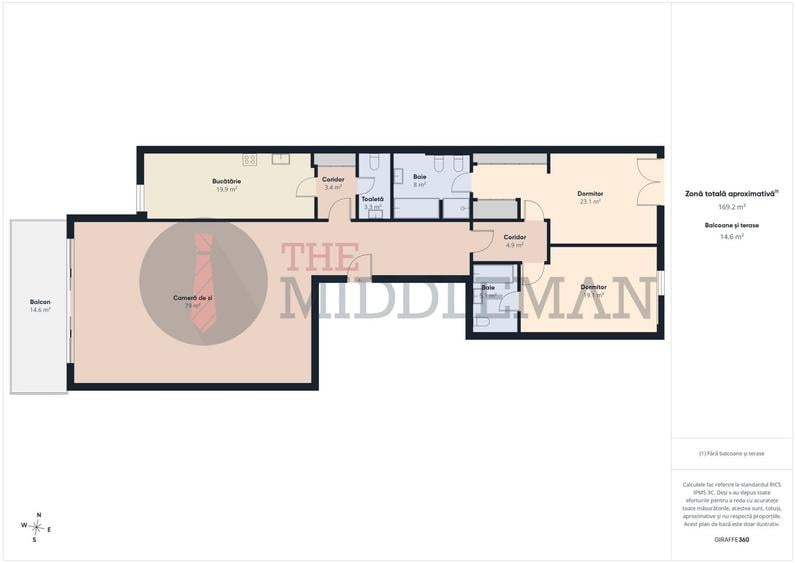 Apartament cu 3 camere, mobilat în Șoseaua Nordului