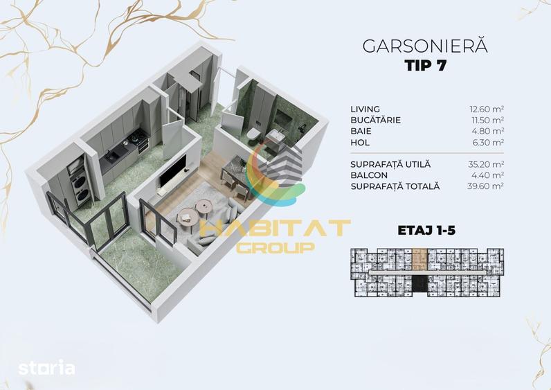 Garsoniera 36 mp in Popesti Leordeni, zona metrou Berceni. - 2