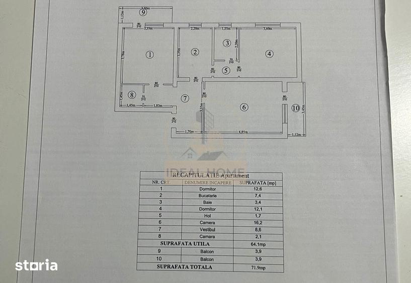 Apartament cu 3 camere în Tătărași