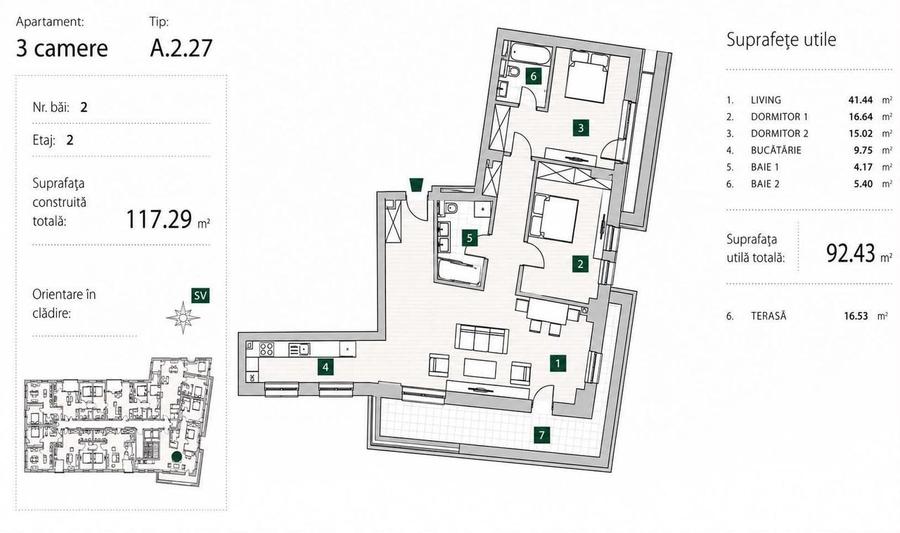 Apartament premium 3 camere | 92,43 mp | Zona exclusivista - 1