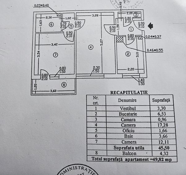 Apartament cu 2 camere semidecomandat, mobilat în 1 Decembrie 1918