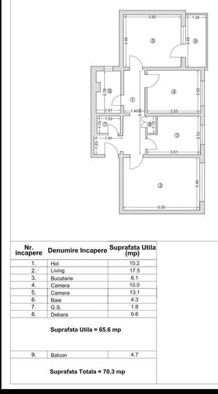 Apartament cu 3 camere decomandat în Central