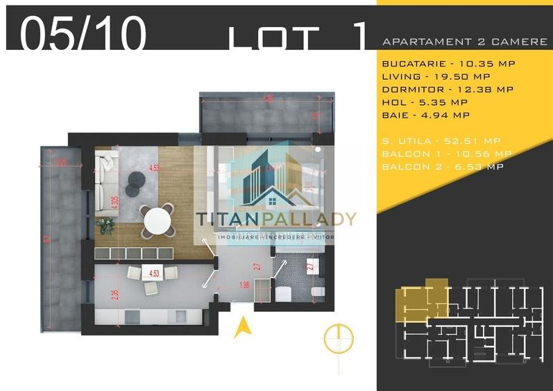 2 Camere Spațios, 70 Mp, Zona Pallady – Acces  Metrou Teclu - 4