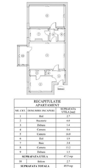 Apartament cu 2 camere nedecomandat în Tătărași