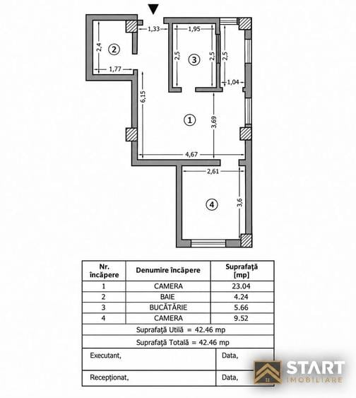 Apartament cu 2 camere în Târgu Cucu