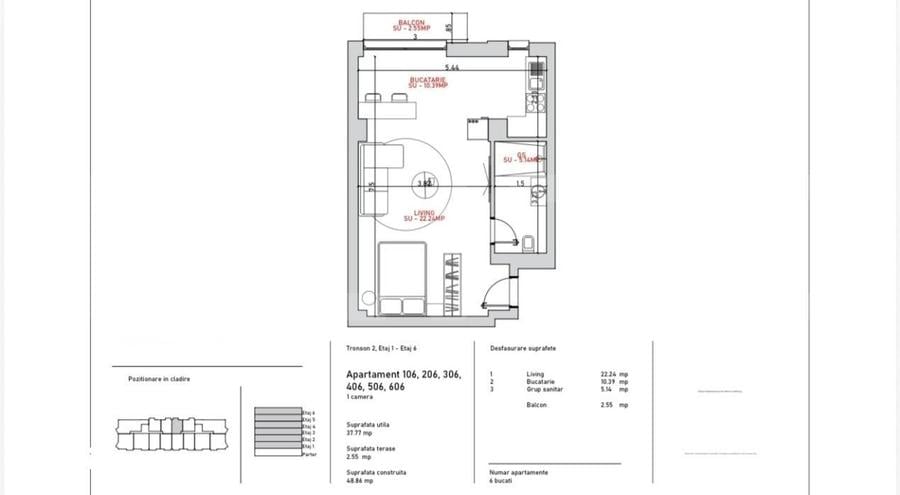 Apartament cu 2 camere în Stoicănești