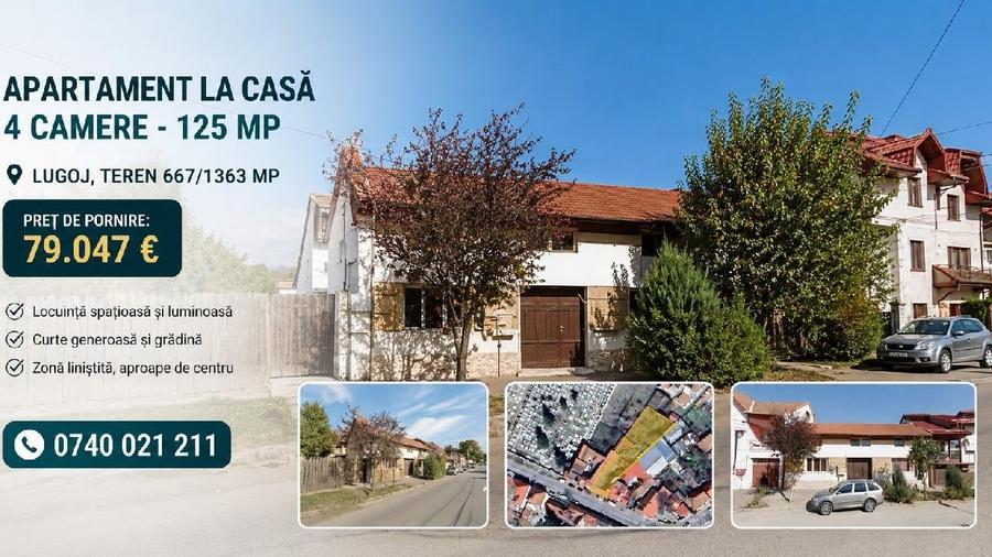 Casă individuală cu 4 camere cu Teren 667 Mp în Central