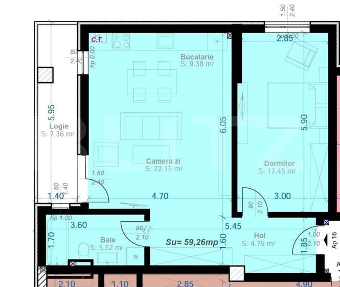 Apartament 2 Camere | 59 mp Utili | Zona Aradului - 1