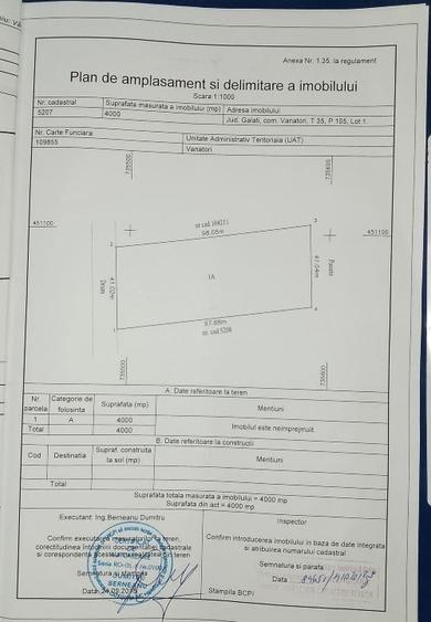 Teren Construcții extravilan de 4000 mp, în Vânători