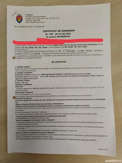 Teren de 623 mp, în Florești