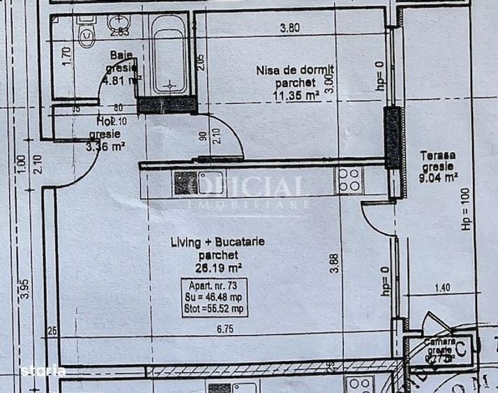 Apartament cu 2 camere semidecomandat în Florești