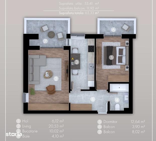 Apartament cu 2 camere în Central