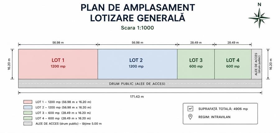 Teren Construcții de 1200 mp, în Lazu
