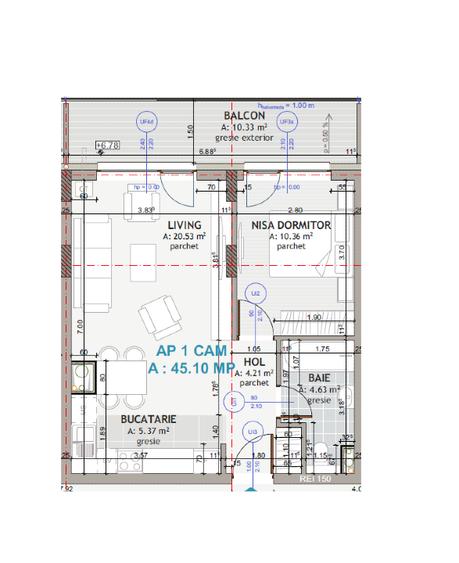 Apartament cu 2 camere semidecomandat, mobilat în Florești