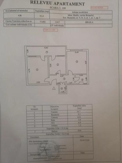 Apartament cu 2 camere decomandat în Buzaului