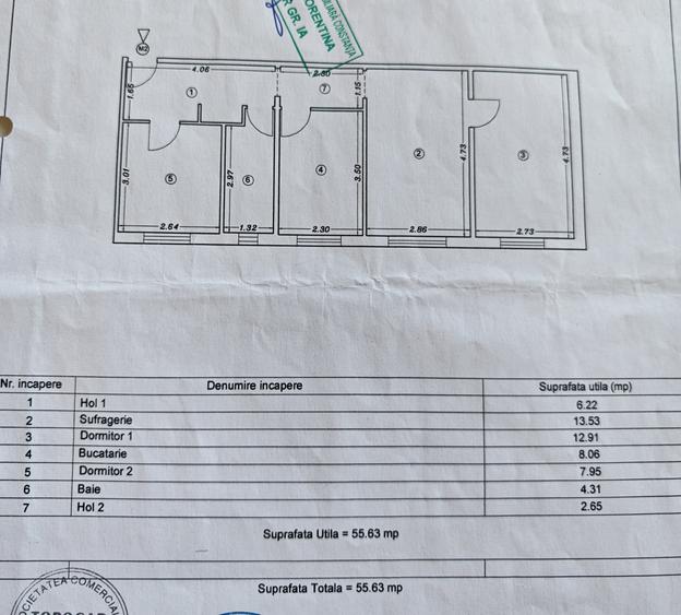 Apartament cu 3 camere semidecomandat în Km 4-5