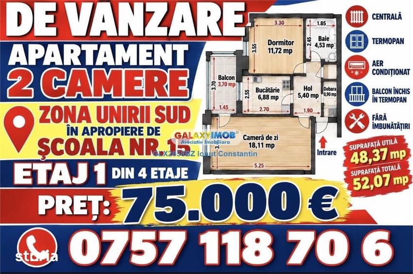 Apartament cu 2 camere în Unirii Sud