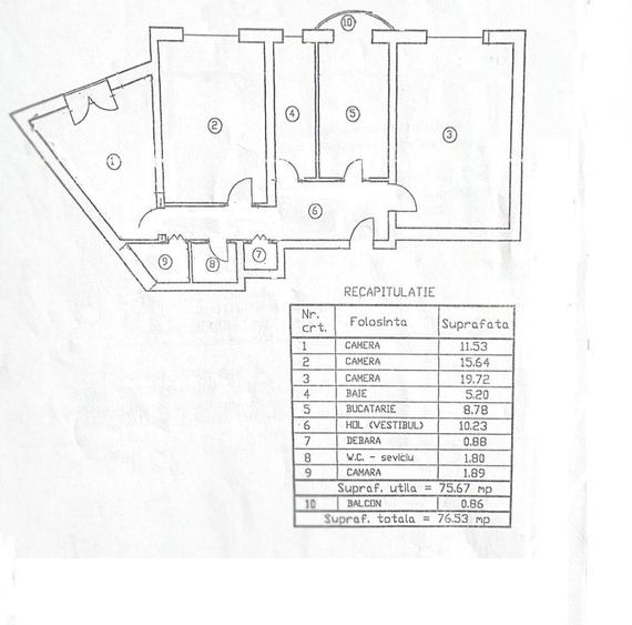 Apartament cu 3 camere decomandat în Unirii