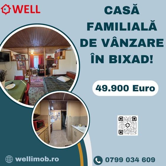 Casă individuală cu 2 camere cu Teren 814 Mp în Bixad