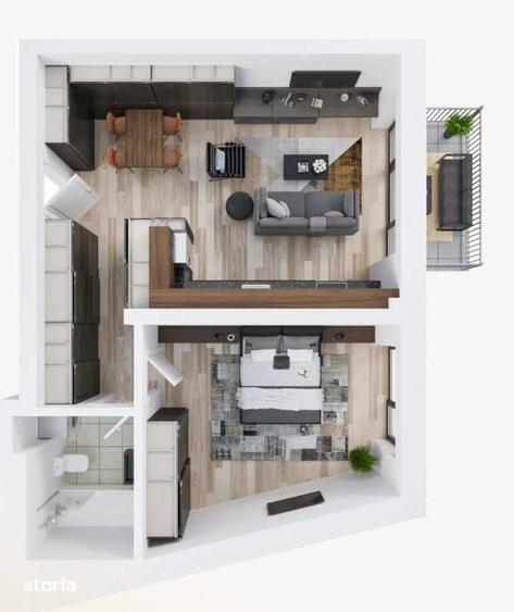 Apartament cu 2 camere în Cetății