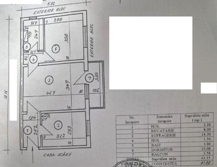 Apartament cu 2 camere semidecomandat în Mioriței