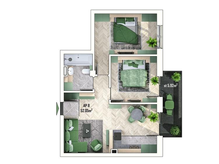 Apartament cu 3 camere în Apahida
