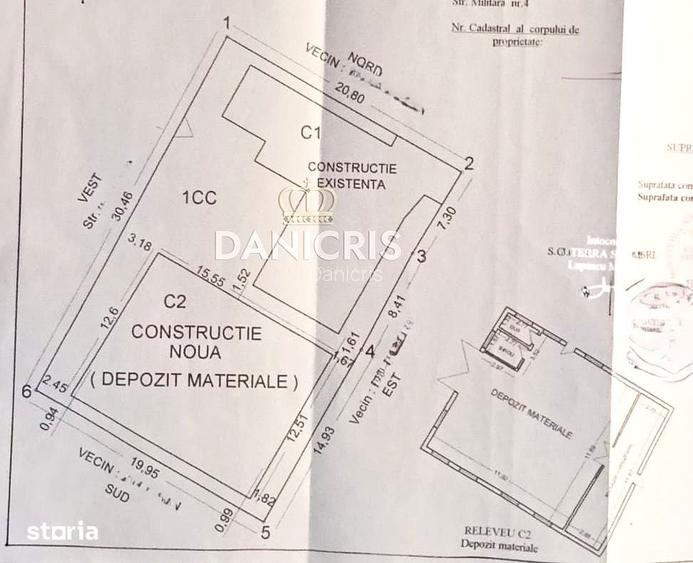 Casa batraneasca + Hala |Bratianu | Teren 621 mp | Deschidere 30,46 ml