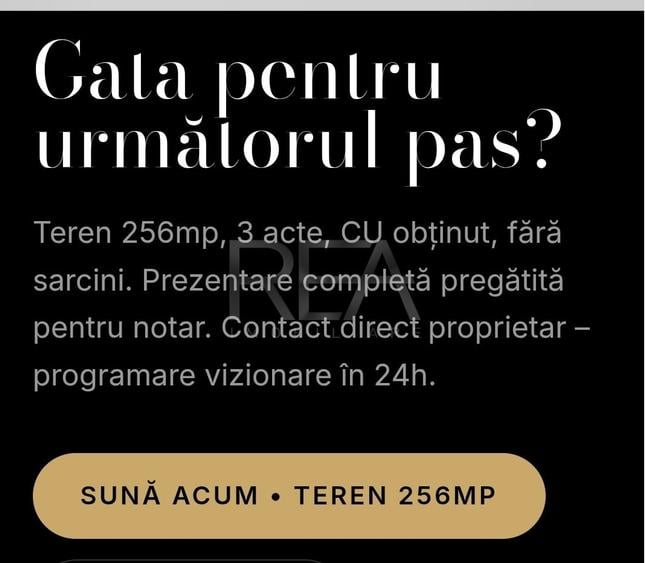 Teren Construcții intravilan de 256 mp, în Rahova
