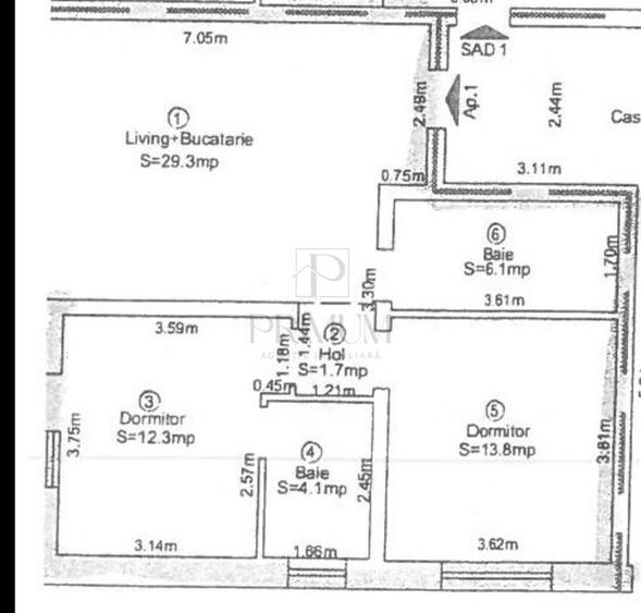 Apartament cu 3 camere semidecomandat în Giroc