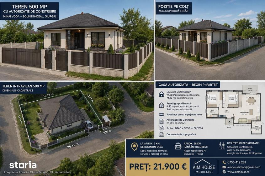 Teren de 500 mp, în Bolintin-Deal